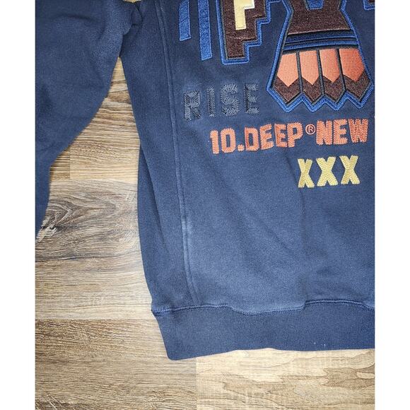 10.Deep New York Men’s Sweatshirt Size Large Navy Crewneck Rise Above Eagle Grap - Picture 9 of 12